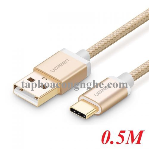 Ugreen 20859 0.5M màu Vàng Dây USB 2.0 sang Type-C đầu nhôm dây bọc vinyl US174 30020859